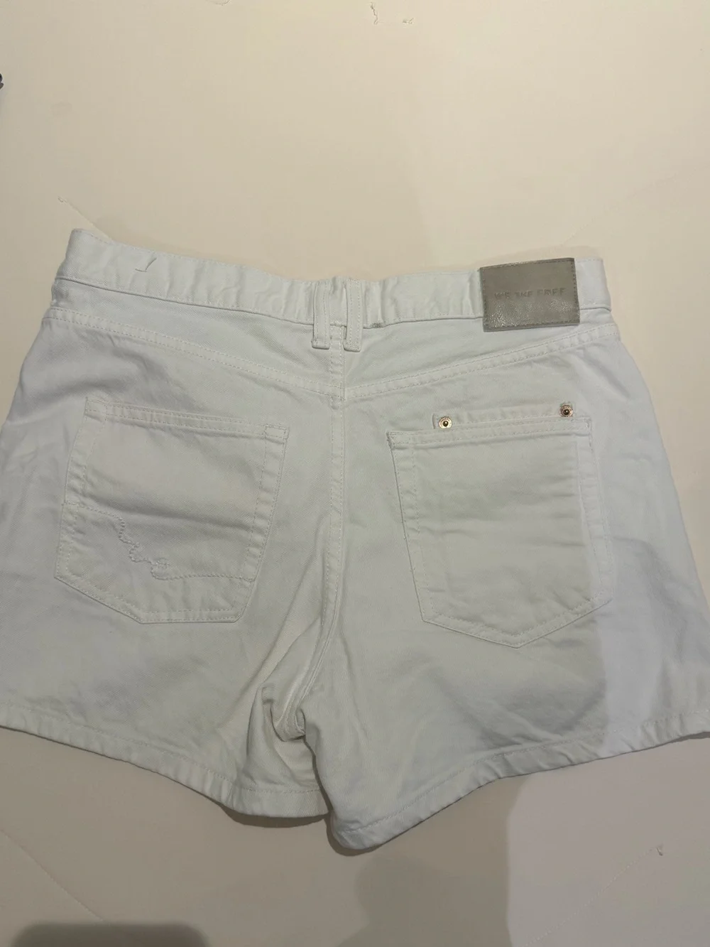 Free People High-Rise White Button-Front Denim Shorts